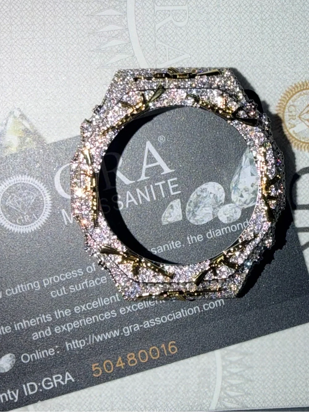 G-Shock Silver and Gold Moissanite Bezel Accent